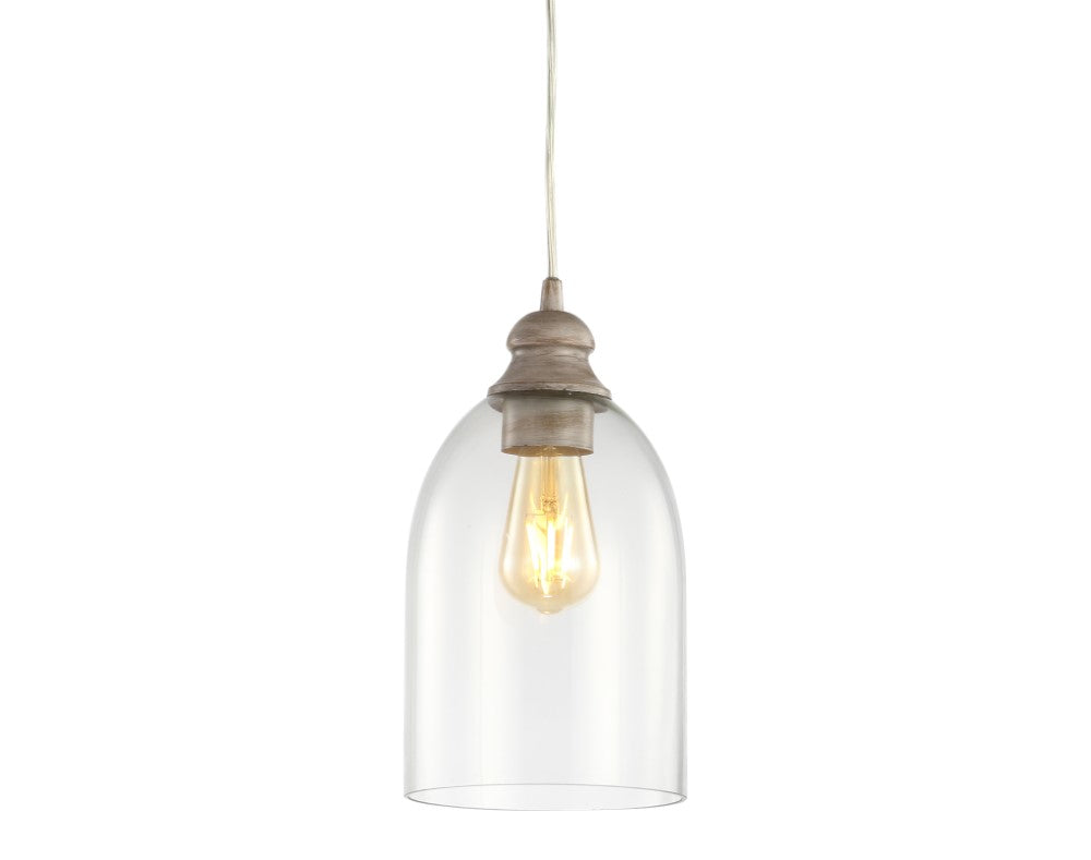Kea 6.25" Adjustable Greige Glass LED Pendant