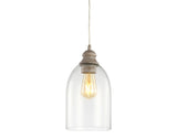 Kea 6.25" Adjustable Greige Glass LED Pendant