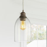 Kea 6.25" Adjustable Greige Glass LED Pendant