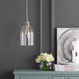 Kea 6.25" Adjustable Greige Glass LED Pendant