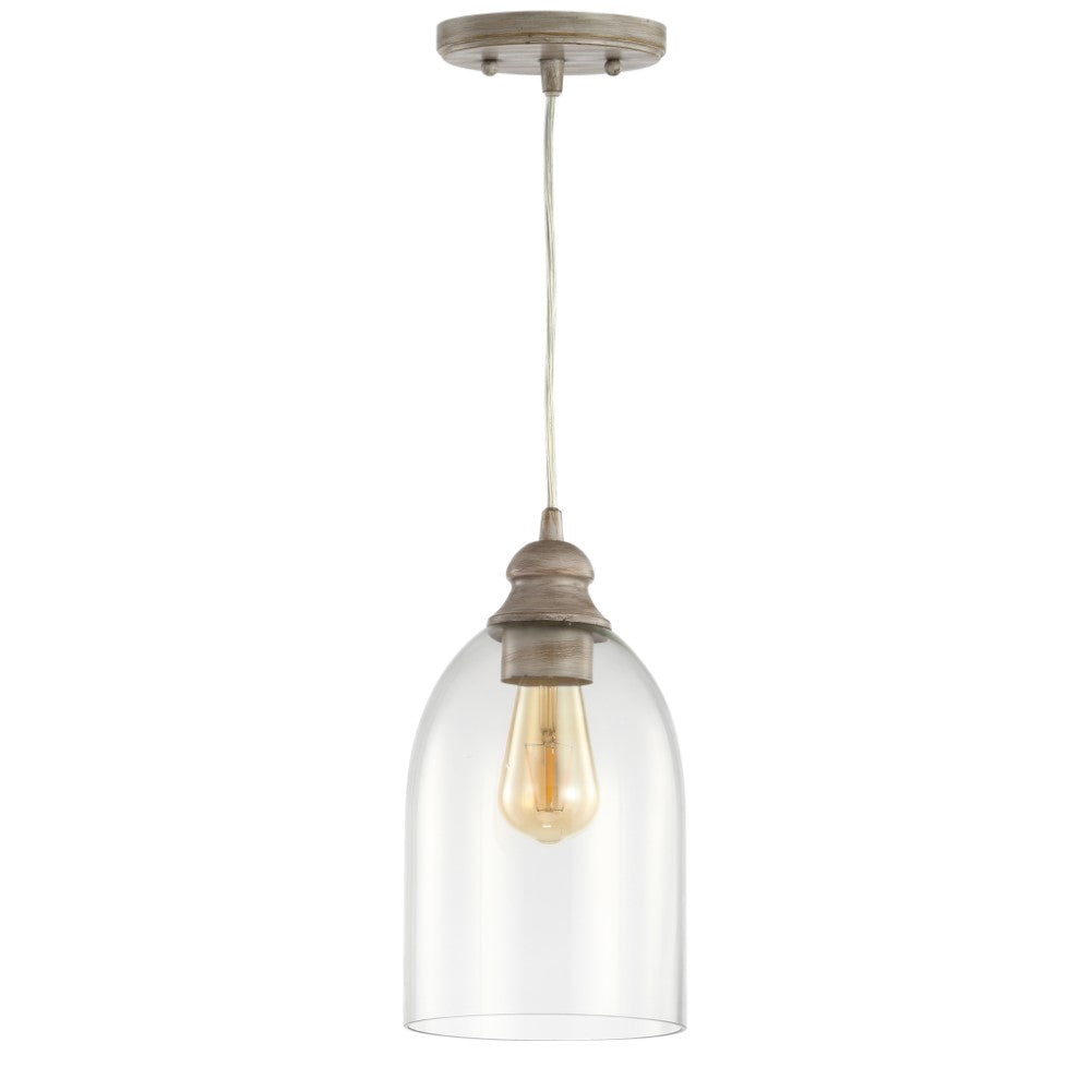 Kea 6.25" Adjustable Greige Glass LED Pendant