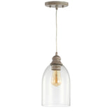 Kea 6.25" Adjustable Greige Glass LED Pendant