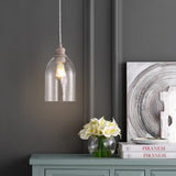 Kea 6.25" Adjustable Greige Glass LED Pendant