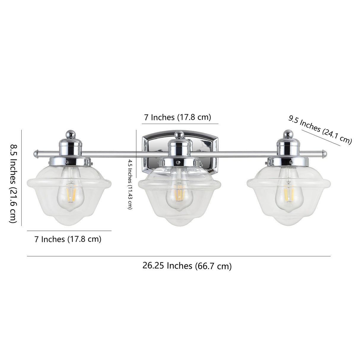 Beck Iron/Glass schoolhouse LED Vanity Light