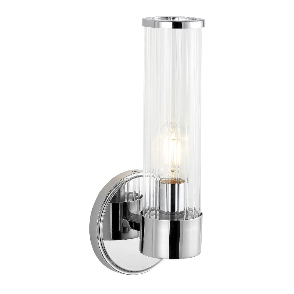 Ryan Tall Cylinder Iron/Striped Glass Modern Mid-Century LED Vanity