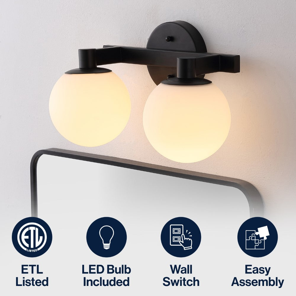 Uolfin Globe Metal/Frosted Glass Modern Contemporary LED Vanity