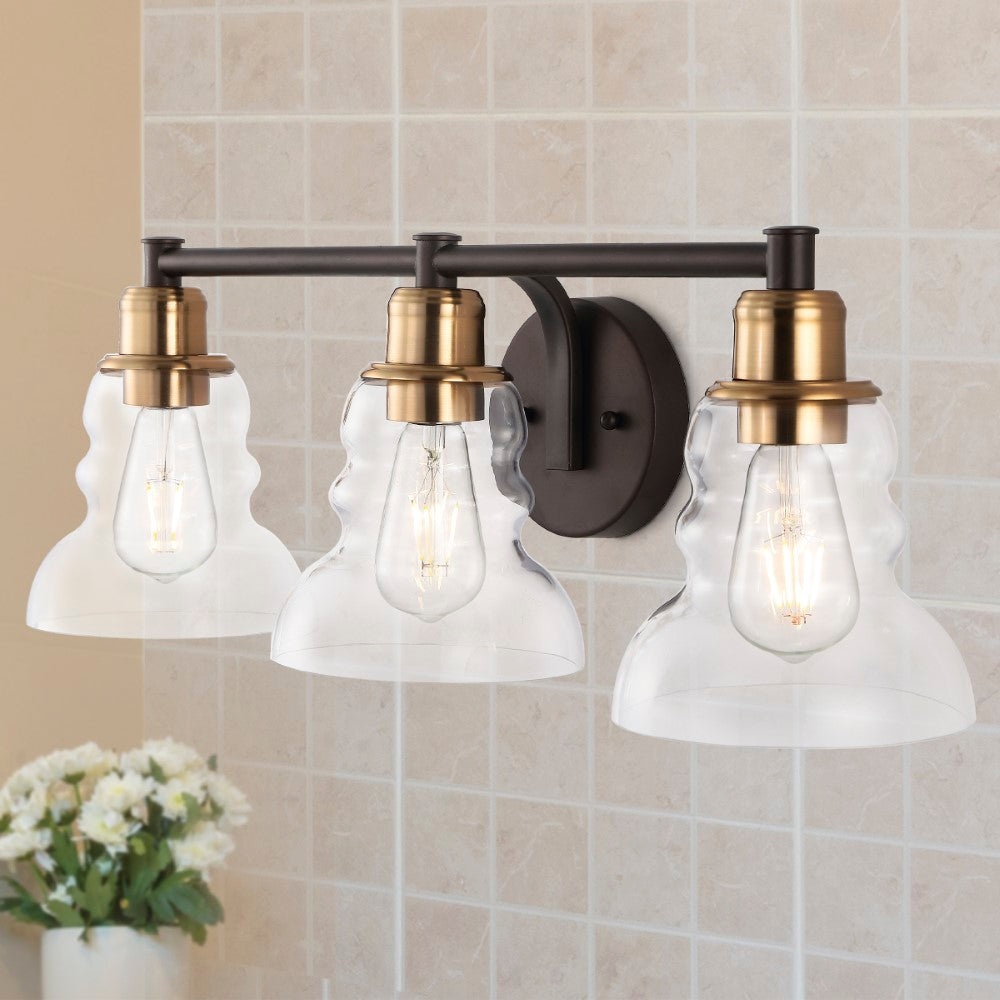 Simon Vintage Metal/Glass Industrial Rustic LED Vanity