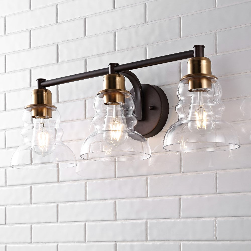 Simon Vintage Metal/Glass Industrial Rustic LED Vanity