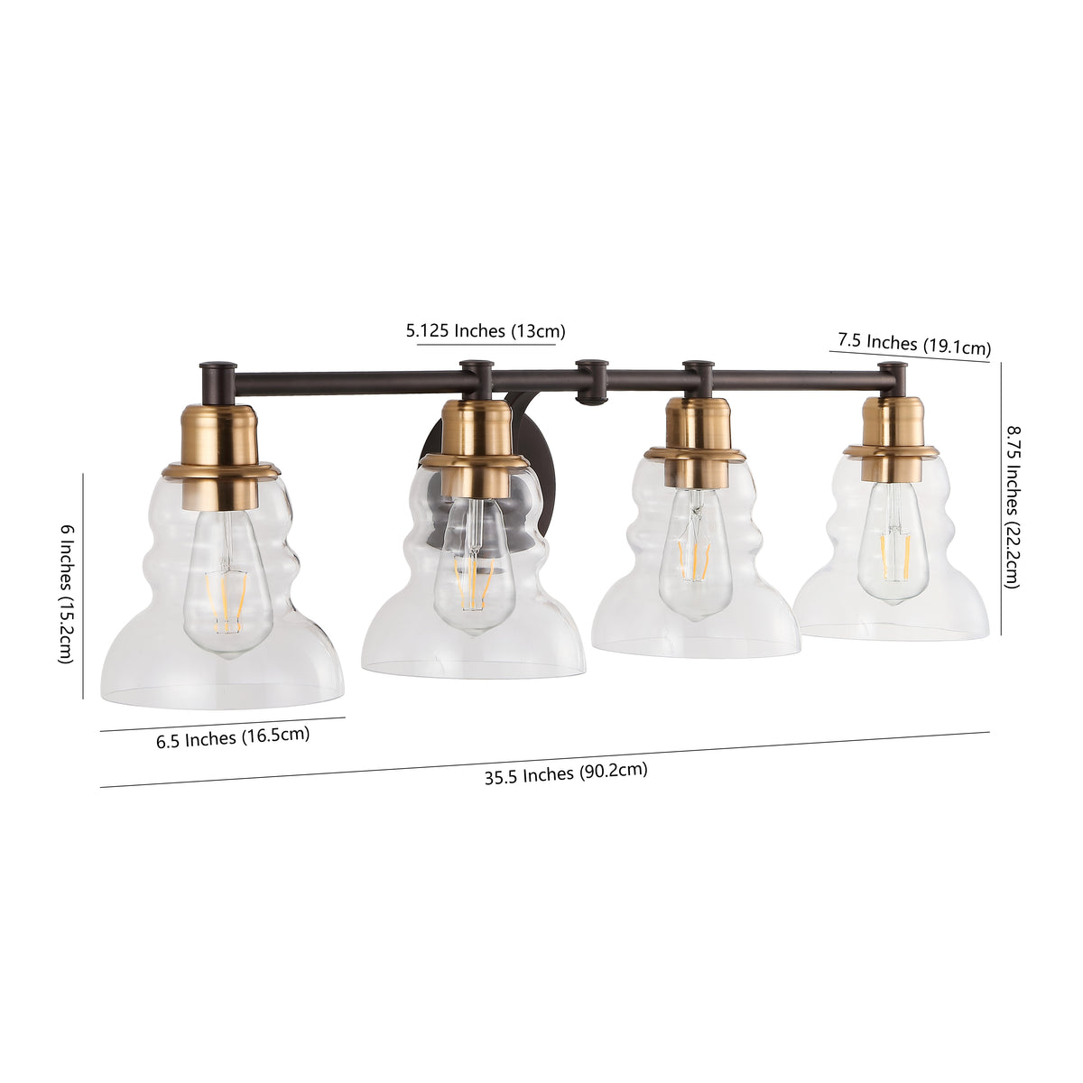 Simon Vintage Metal/Glass Industrial Rustic LED Vanity