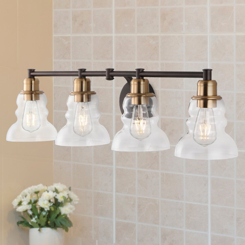 Simon Vintage Metal/Glass Industrial Rustic LED Vanity