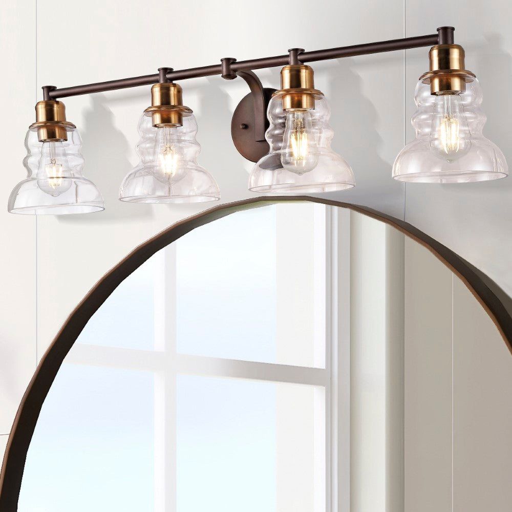 Simon Vintage Metal/Glass Industrial Rustic LED Vanity