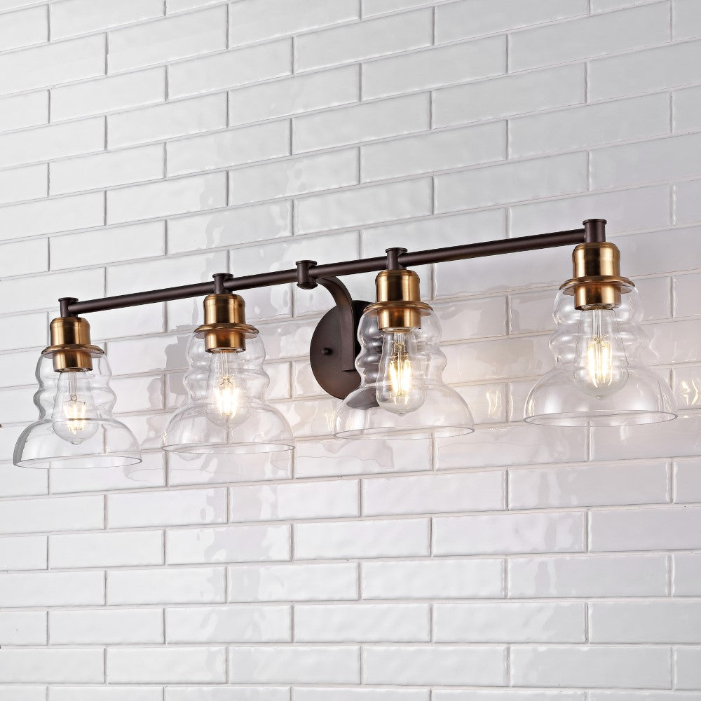 Simon Vintage Metal/Glass Industrial Rustic LED Vanity