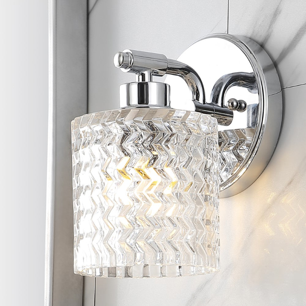 Mogami Iron/Chevron Pattern Glass Farmhouse Cottage LED Vanity Light