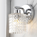 Mogami Iron/Chevron Pattern Glass Farmhouse Cottage LED Vanity Light