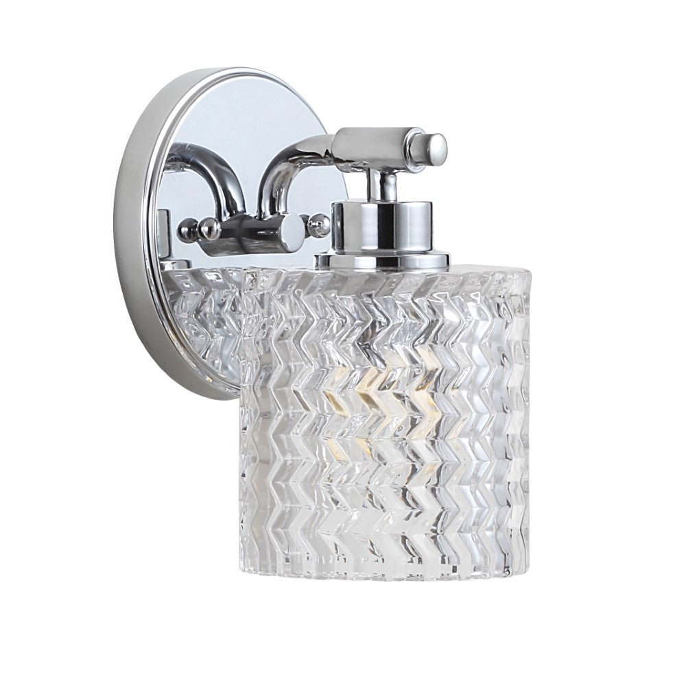 Mogami Iron/Chevron Pattern Glass Farmhouse Cottage LED Vanity Light
