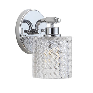 Mogami Iron/Chevron Pattern Glass Farmhouse Cottage LED Vanity Light