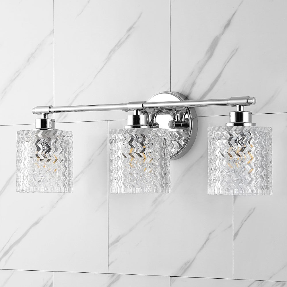 Mogami Iron/Chevron Pattern Glass Farmhouse Cottage LED Vanity Light