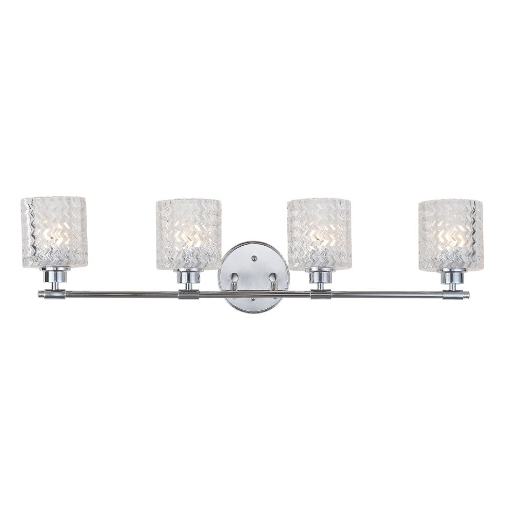 Mogami Iron/Chevron Pattern Glass Farmhouse Cottage LED Vanity Light