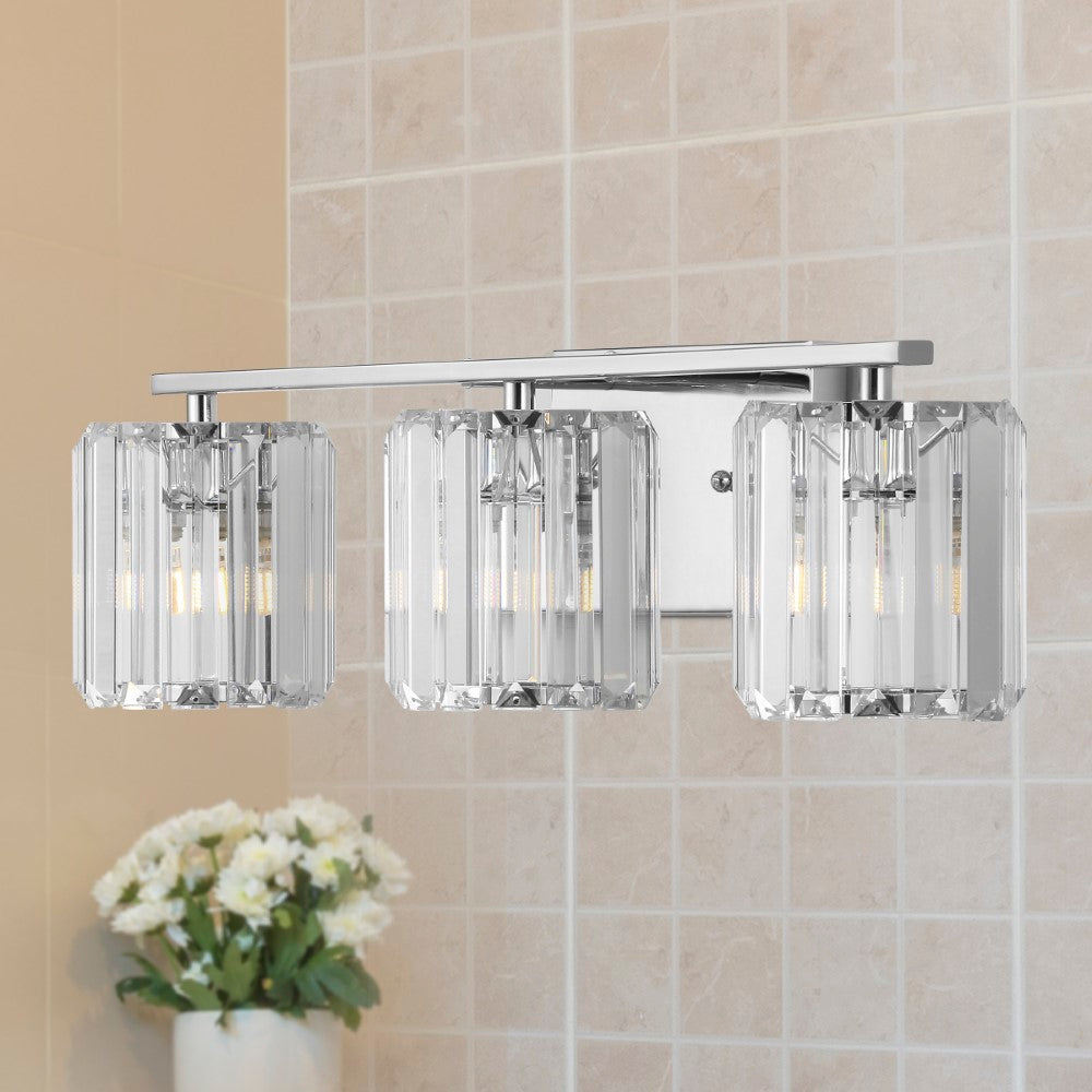 Renee Prism Vintage Metal/Glass Classic Glam LED Vanity Light
