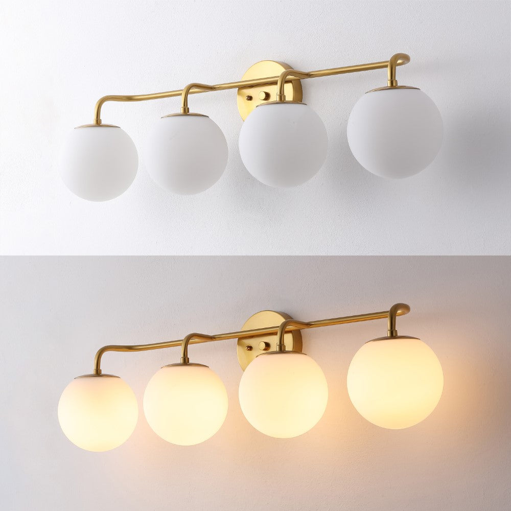 Vistora Parisian Globe 31" 4-Light Metal/Frosted Glass Modern Contemporary LED Vanity Light
