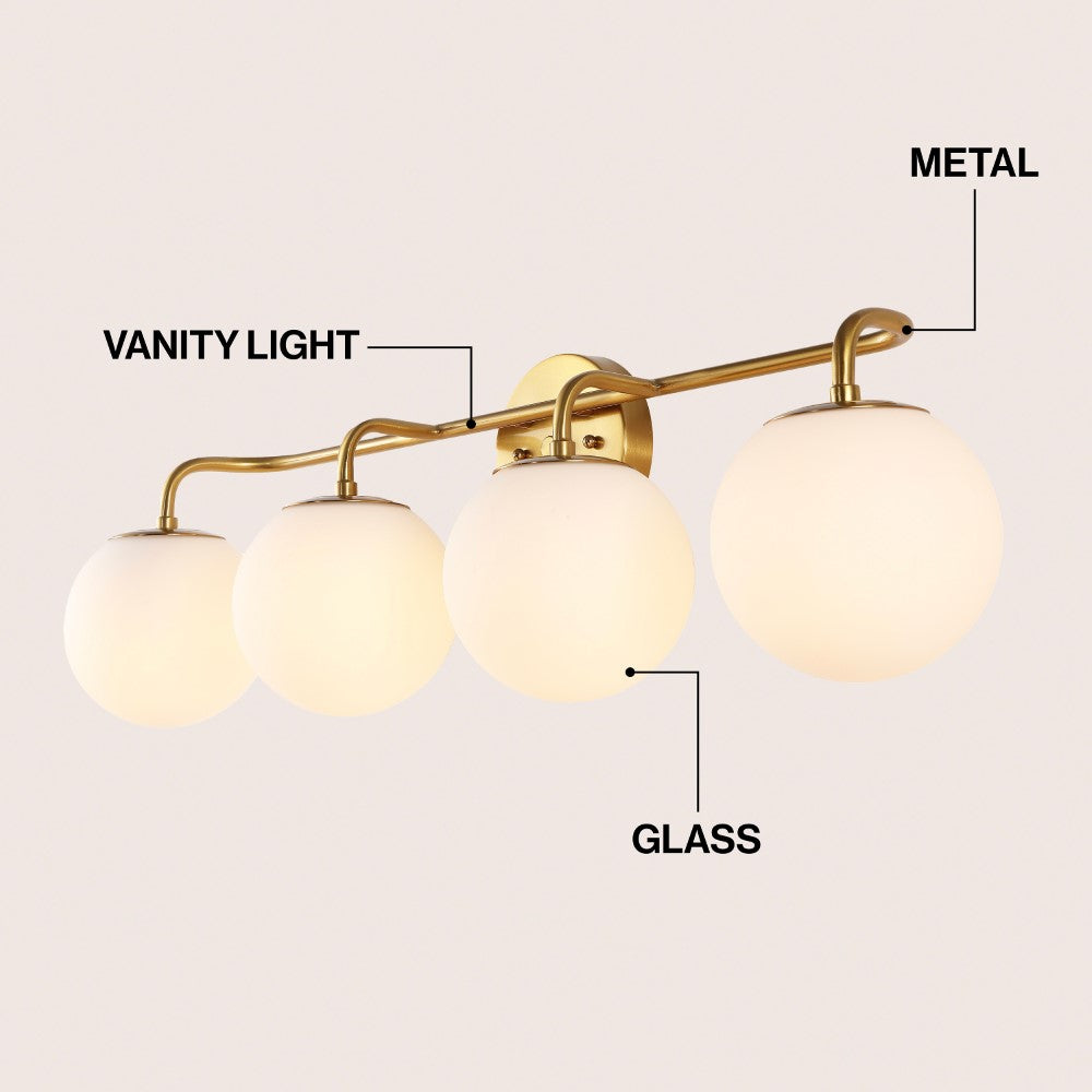 Vistora Parisian Globe 31" 4-Light Metal/Frosted Glass Modern Contemporary LED Vanity Light