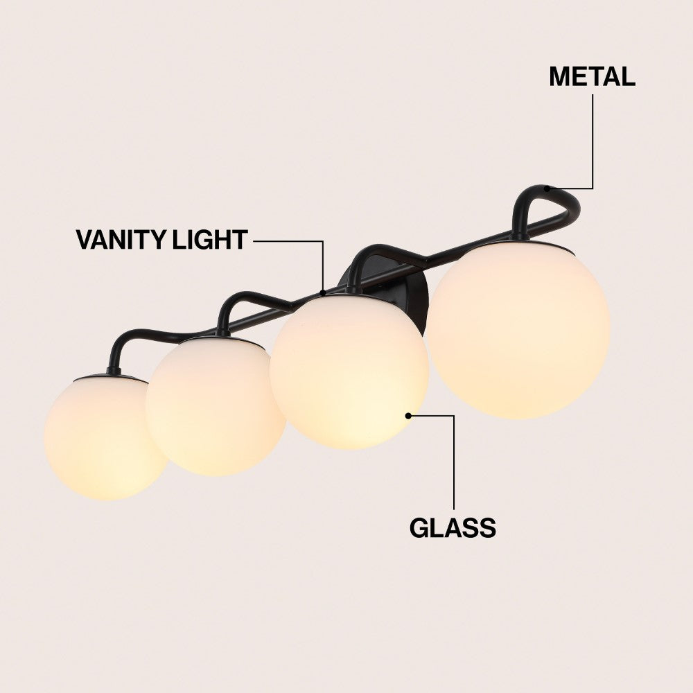 Vistora Parisian Globe 31" 4-Light Metal/Frosted Glass Modern Contemporary LED Vanity Light