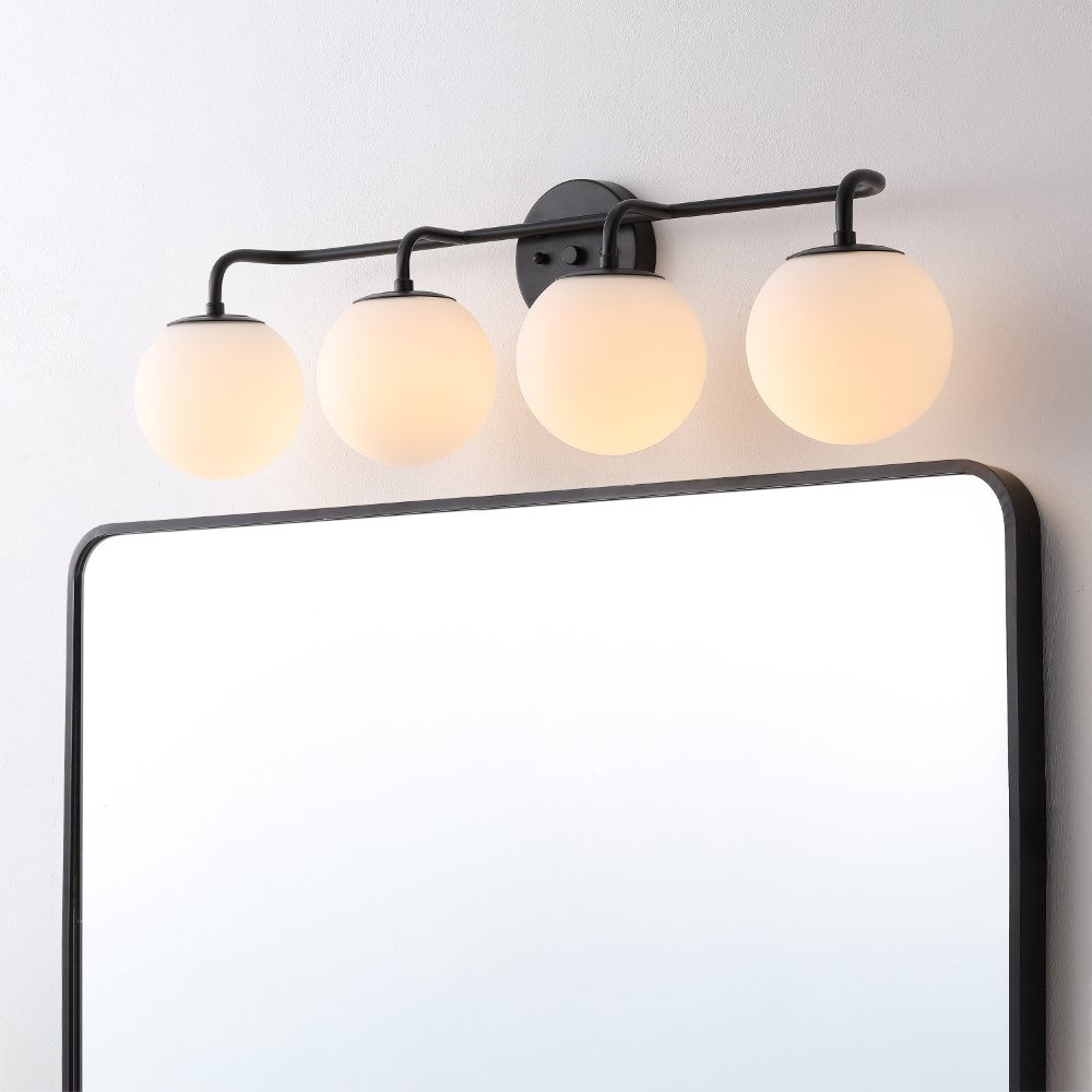 Vistora Parisian Globe 31" 4-Light Metal/Frosted Glass Modern Contemporary LED Vanity Light