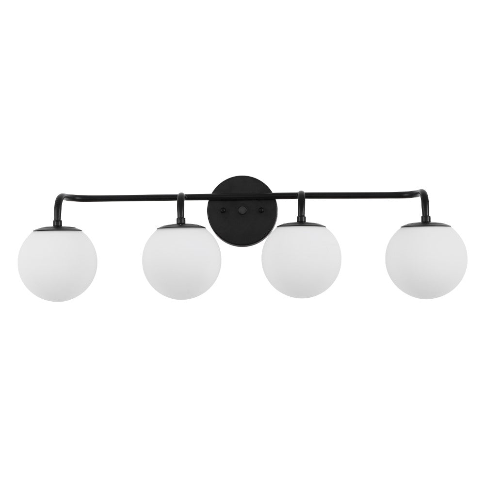 Vistora Parisian Globe 31" 4-Light Metal/Frosted Glass Modern Contemporary LED Vanity Light