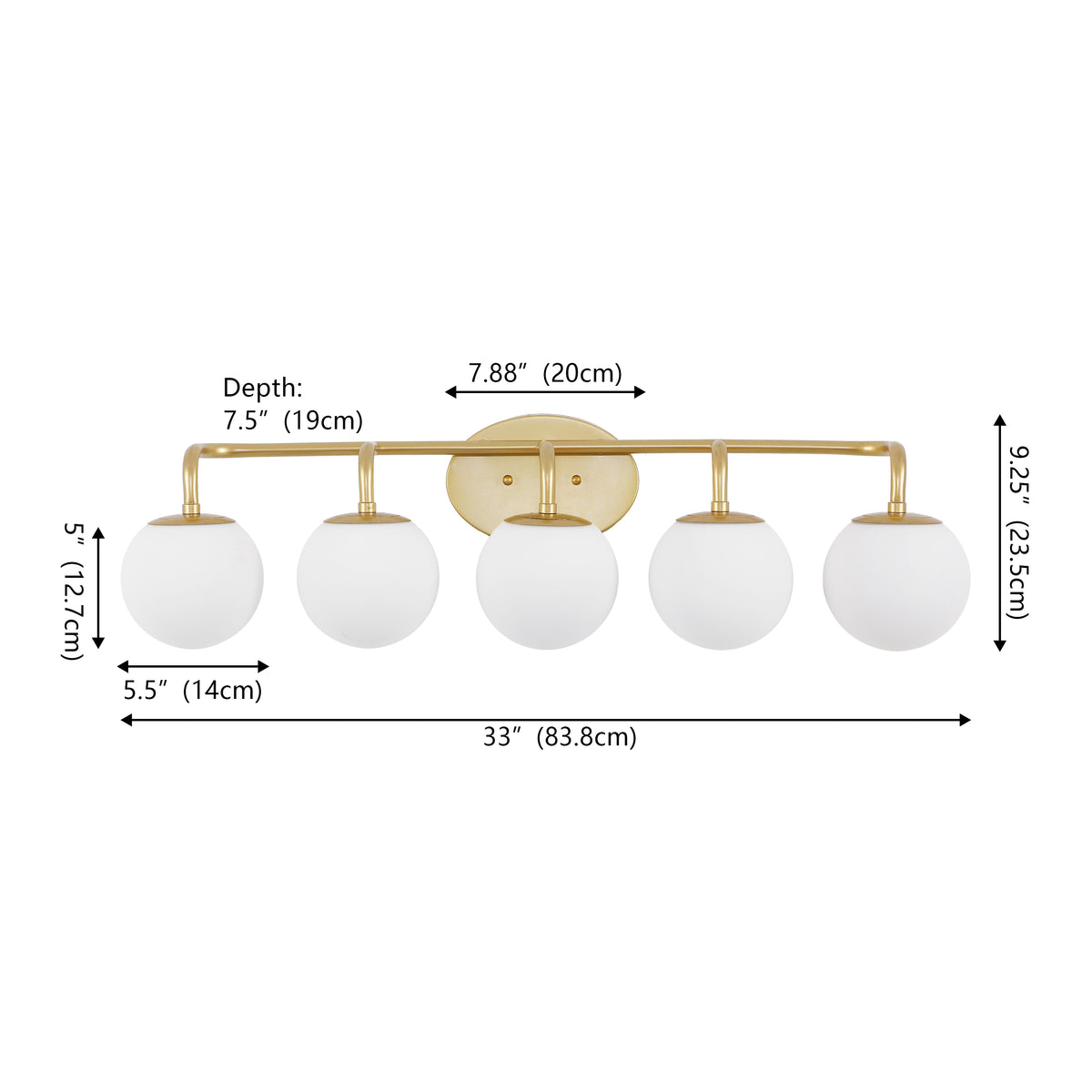 Vistora Parisian Globe 31" 4-Light Metal/Frosted Glass Modern Contemporary LED Vanity Light