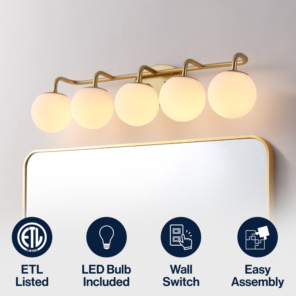 Vistora Parisian Globe 31" 4-Light Metal/Frosted Glass Modern Contemporary LED Vanity Light