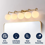 Vistora Parisian Globe 31" 4-Light Metal/Frosted Glass Modern Contemporary LED Vanity Light