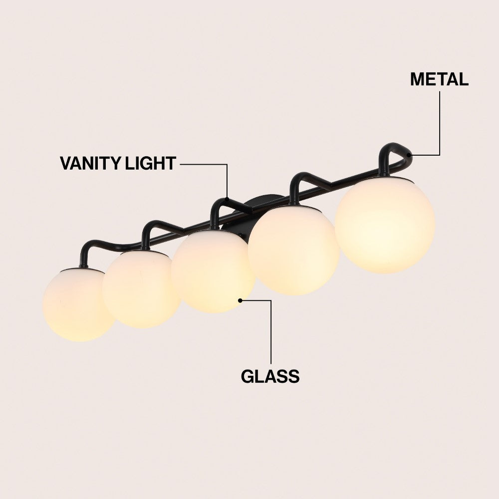 Vistora Parisian Globe 31" 4-Light Metal/Frosted Glass Modern Contemporary LED Vanity Light