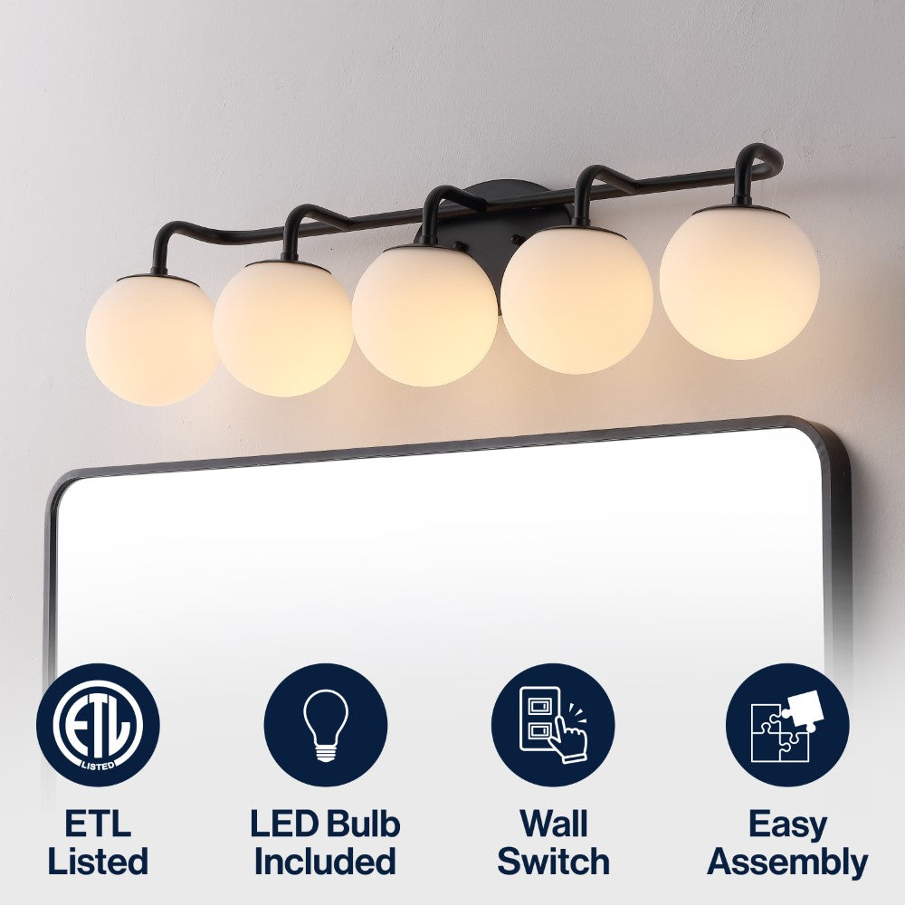 Vistora Parisian Globe 31" 4-Light Metal/Frosted Glass Modern Contemporary LED Vanity Light