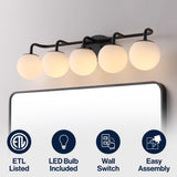 Vistora Parisian Globe 31" 4-Light Metal/Frosted Glass Modern Contemporary LED Vanity Light