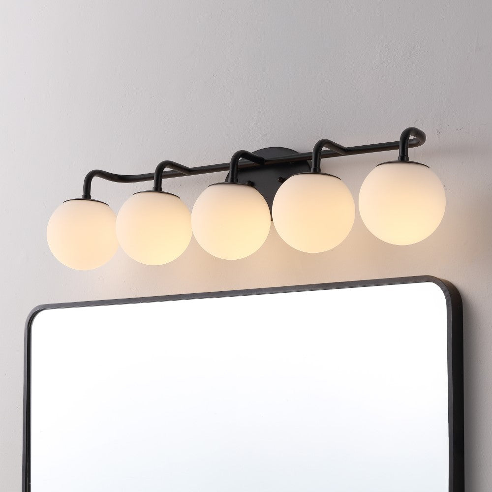 Vistora Parisian Globe 31" 4-Light Metal/Frosted Glass Modern Contemporary LED Vanity Light
