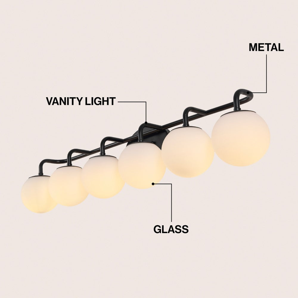 Vistora Parisian Globe 31" 4-Light Metal/Frosted Glass Modern Contemporary LED Vanity Light
