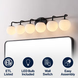 Vistora Parisian Globe 31" 4-Light Metal/Frosted Glass Modern Contemporary LED Vanity Light