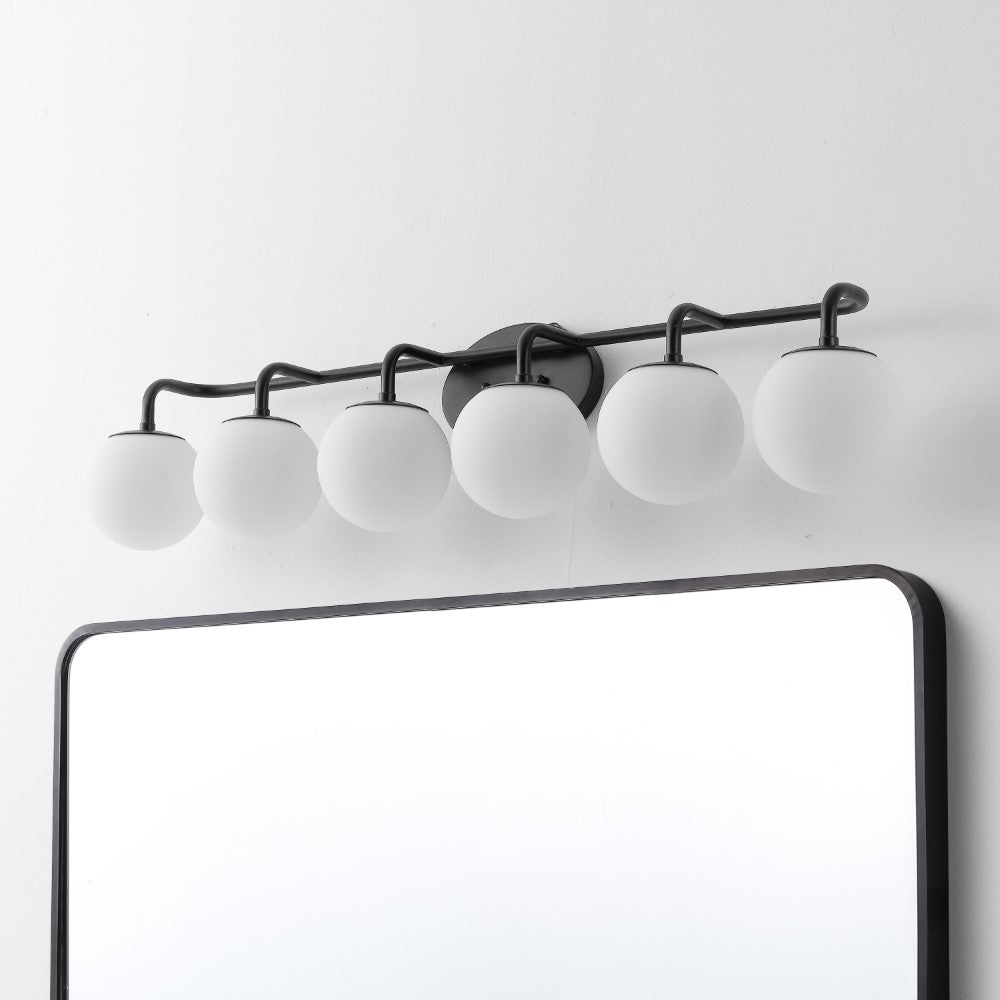 Vistora Parisian Globe 31" 4-Light Metal/Frosted Glass Modern Contemporary LED Vanity Light