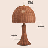 Joa  22" Bohemian Rustic Woven Rattan LED Table Lamp with Pull Chain