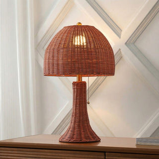 Joa  22" Bohemian Rustic Woven Rattan LED Table Lamp with Pull Chain