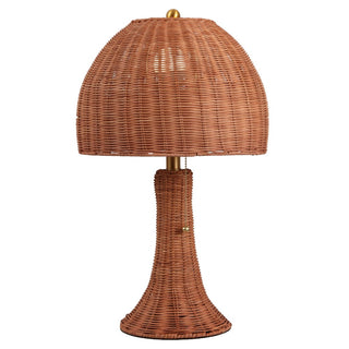 Joa  22" Bohemian Rustic Woven Rattan LED Table Lamp with Pull Chain
