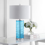 Olive 27.5" Modern Fused Glass Cylinder LED Table Lamp, Set of 2