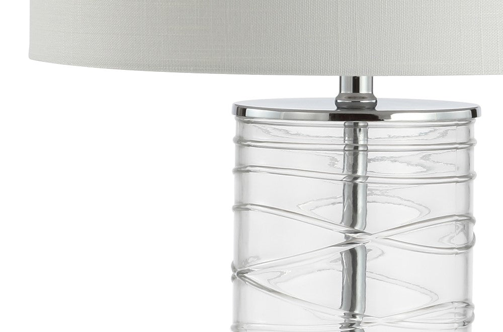 Olive 27.5" Modern Fused Glass Cylinder LED Table Lamp, Set of 2
