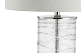 Olive 27.5" Modern Fused Glass Cylinder LED Table Lamp, Set of 2
