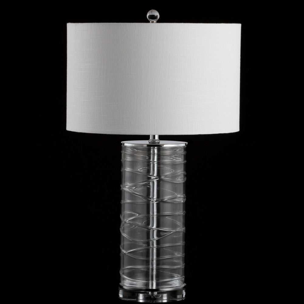 Olive 27.5" Modern Fused Glass Cylinder LED Table Lamp, Set of 2