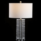 Olive 27.5" Modern Fused Glass Cylinder LED Table Lamp, Set of 2