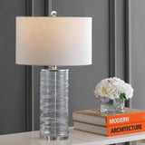 Olive 27.5" Modern Fused Glass Cylinder LED Table Lamp, Set of 2