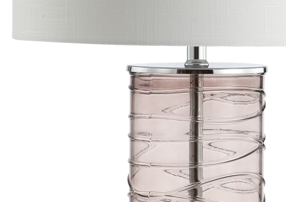 Olive 27.5" Modern Fused Glass Cylinder LED Table Lamp, Set of 2