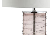 Olive 27.5" Modern Fused Glass Cylinder LED Table Lamp, Set of 2