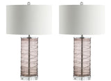 Olive 27.5" Modern Fused Glass Cylinder LED Table Lamp, Set of 2